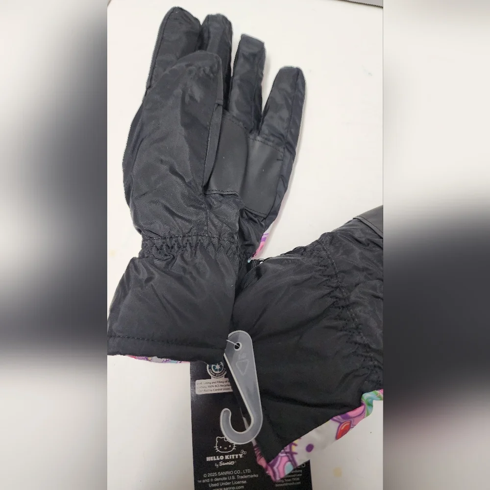 L/XL Girls Hello Kitty Ski Gloves Young Kids  Multicolor Pink Design Winter New